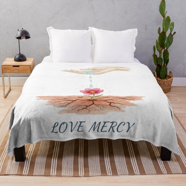 Item preview, Love Mercy Hand Watering Flower in Cracked Earth Illustration. designed and sold by loveandlightrb.