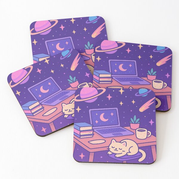 Item preview, Cosmic Study Vibes – Cute Cat at Desk designed and sold by Ishashop123.