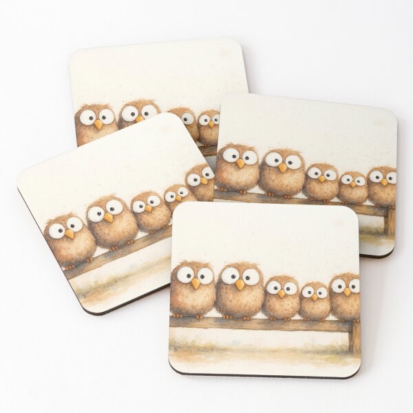 Item preview, Cute Family of Owls ' A Little Row of Owls ' Designs BY SHiRLeY MacARTHuR designed and sold by Shirley MacArthur Art.