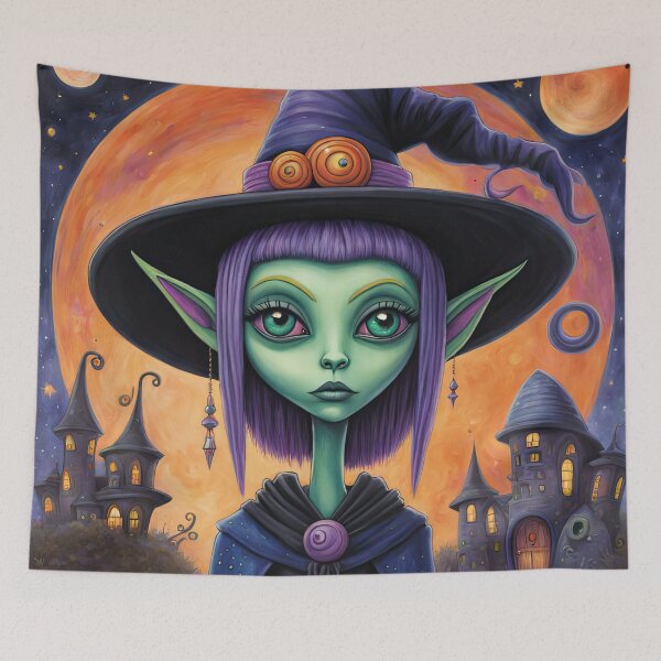 Item preview, Alien dressed as a Witch for Halloween designed and sold by Colin Bentham.
