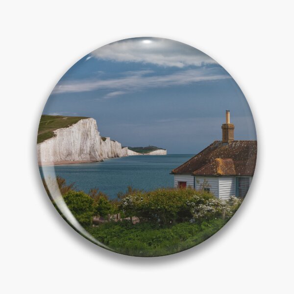 Item preview, The White Cliffs of the Seven Sisters at Cuckmere Haven in East Sussex England UK with a glimpse of The Coastguards cottages designed and sold by John Gilham - Landscape Photography.