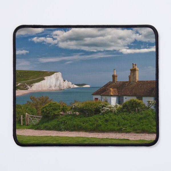 Item preview, The White Cliffs of the Seven Sisters at Cuckmere Haven in East Sussex England UK with a glimpse of The Coastguards cottages designed and sold by John Gilham - Landscape Photography.