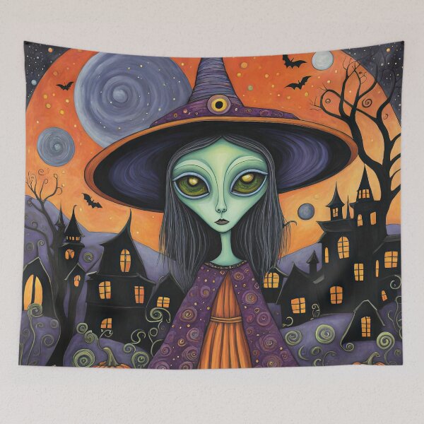 Item preview, Alien dressed as a Witch for Halloween designed and sold by Colin Bentham.