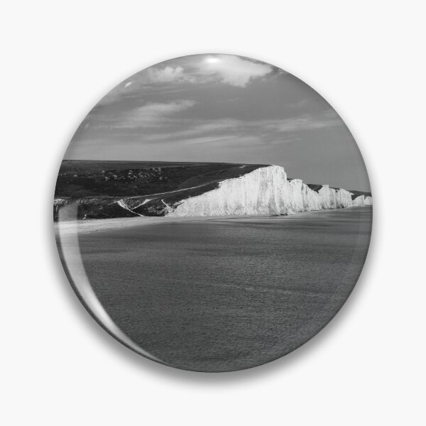 Item preview, Monochrome panoramic view of The Seven Sisters white chalk cliffs at Cuckmere Haven in East Sussex England UK designed and sold by John Gilham - Landscape Photography.