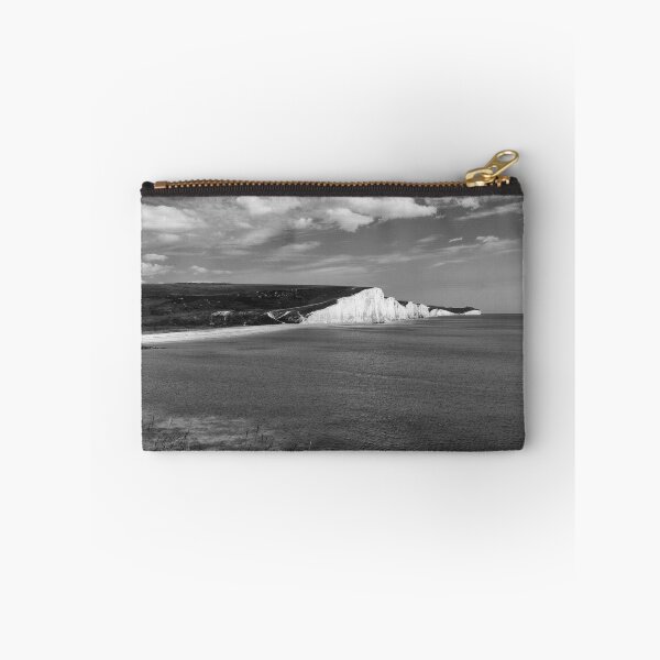 Item preview, Monochrome panoramic view of The Seven Sisters white chalk cliffs at Cuckmere Haven in East Sussex England UK designed and sold by John Gilham - Landscape Photography.