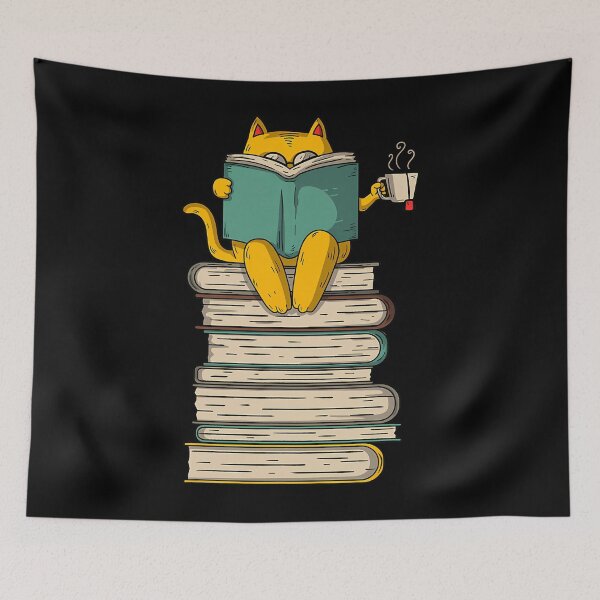 Item preview, Reading Cat - Funny Book &amp; Tea Lover 	 Short Sleeve 		 designed and sold by sofekmiselc.