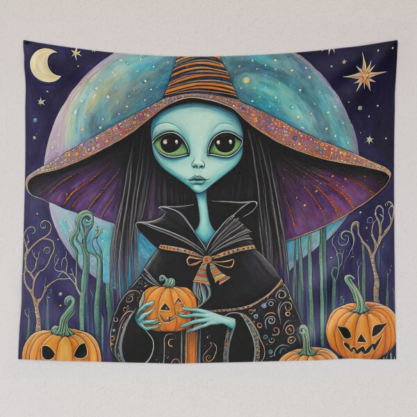 Item preview, Alien dressed as a Witch for Halloween designed and sold by Colin Bentham.