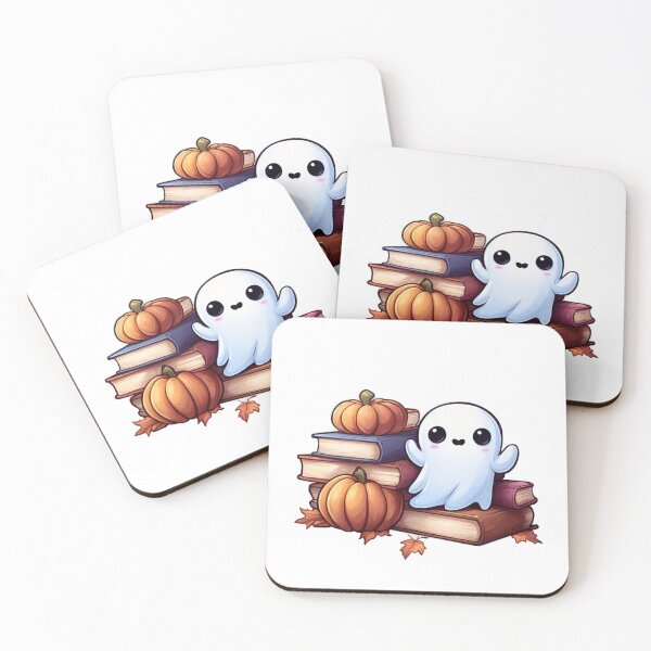 Item preview, Cute ghost with books and pumpkin Halloween designed and sold by OtterDesigns.