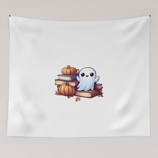 Item preview, Cute ghost with books and pumpkin Halloween designed and sold by OtterDesigns.