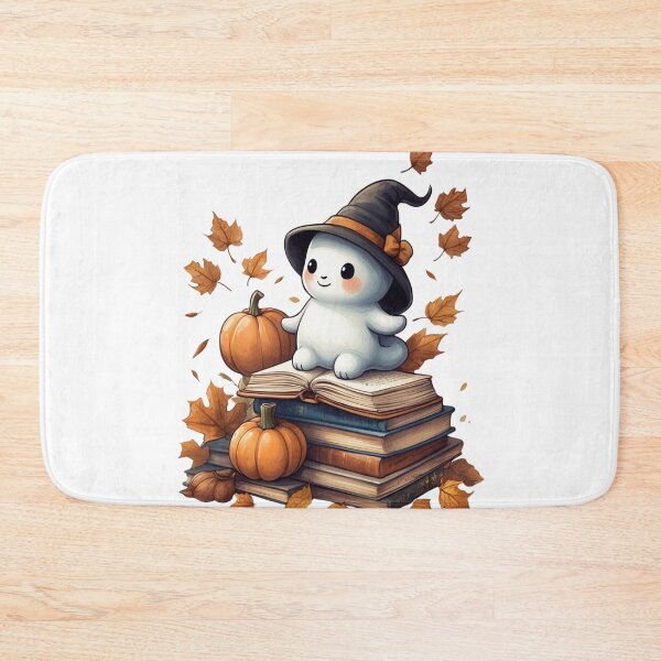 Item preview, Cute Halloween ghost with pumpkin in autumn designed and sold by OtterDesigns.
