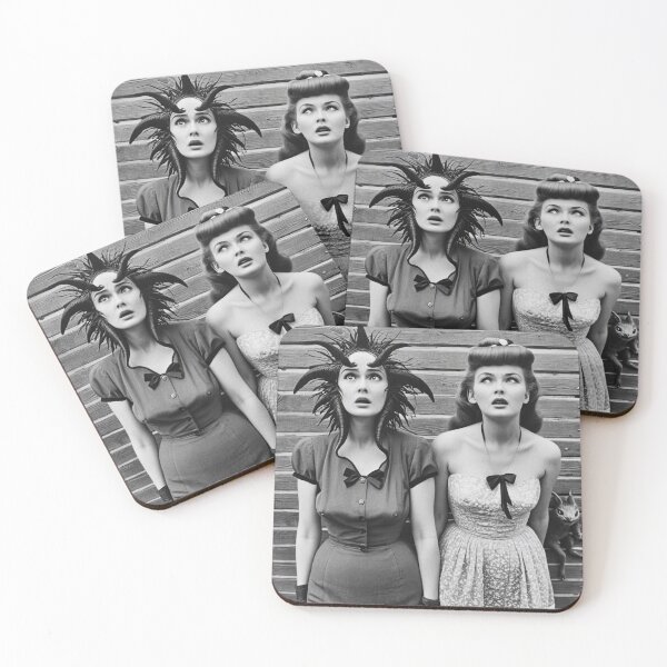 Item preview, Two Alien Girls in B&W portrait designed and sold by KALEIDOSCOPE UK.