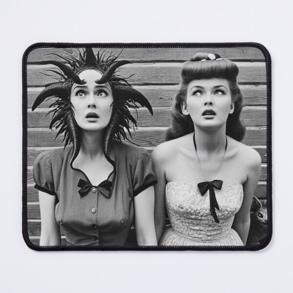 Item preview, Two Alien Girls in B&W portrait designed and sold by KALEIDOSCOPE UK.