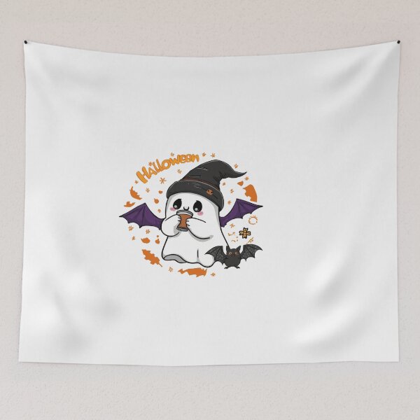 Item preview, Cute ghost with coffee and hat Halloween designed and sold by OtterDesigns.