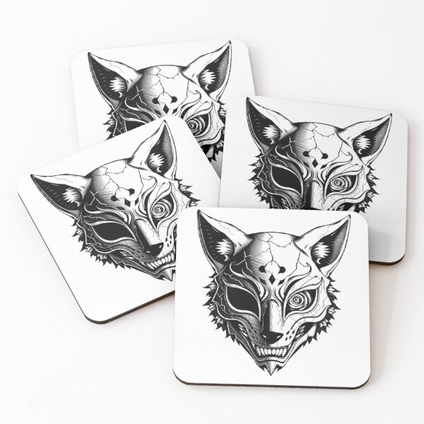 Item preview, Dark Cracked Kitsune Mask Illustration designed and sold by NexaSpire.