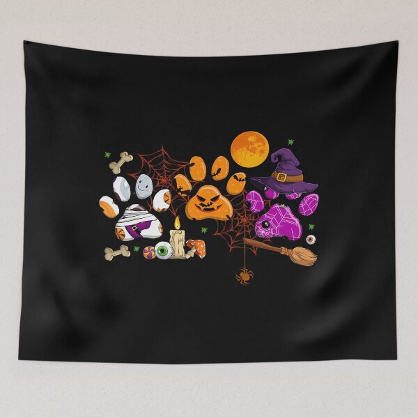 Item preview, Three Paw Print Halloween Dog Cat Lover Pumpkin Mummy Witch 		 designed and sold by boakwraydex.
