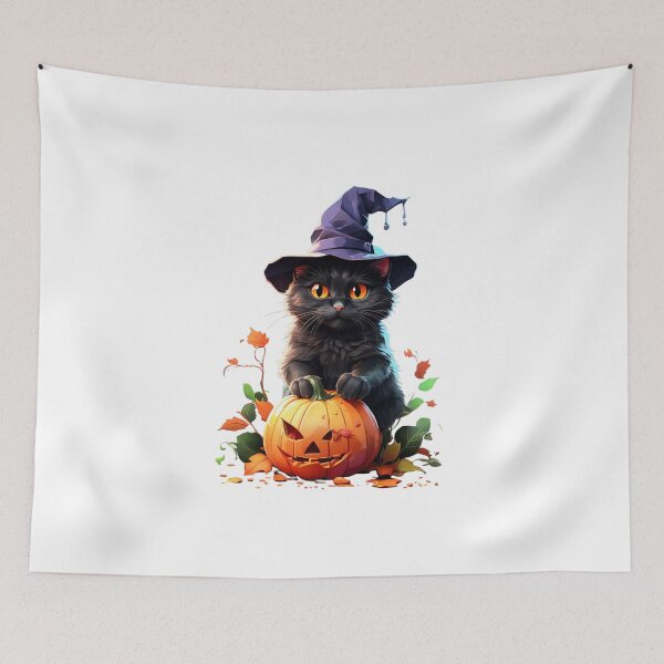 Item preview, Cat with witch hat pumpkin Halloween designed and sold by OtterDesigns.
