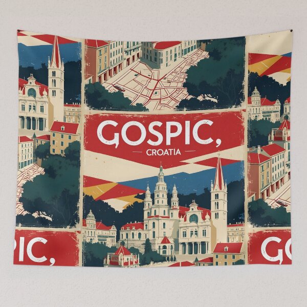 Item preview, Gospic Croatia 1950s Vintage Travel Tourism designed and sold by TravelersGems.