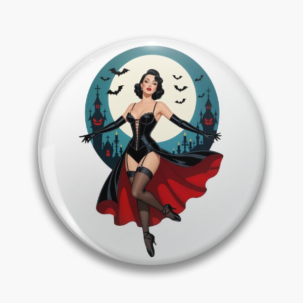 Item preview, Vintage Vampire Ballerina Pinup – Retro Halloween Noir Art designed and sold by Lightning-Lace.