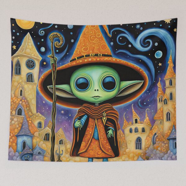 Item preview, Alien dressed as a wizard for Halloween designed and sold by Colin Bentham.
