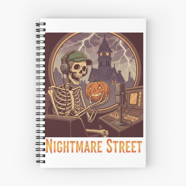 Item preview, Vintage Nightmare Street Radio Host | Spooky Skeleton DJ & Pumpkin designed and sold by loccotown168.