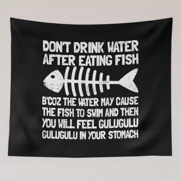 Item preview, Don't Drink Water After Eating Fish Meme Gag Funny Fishing Pullover 	1	 designed and sold by ibseuemilhak.