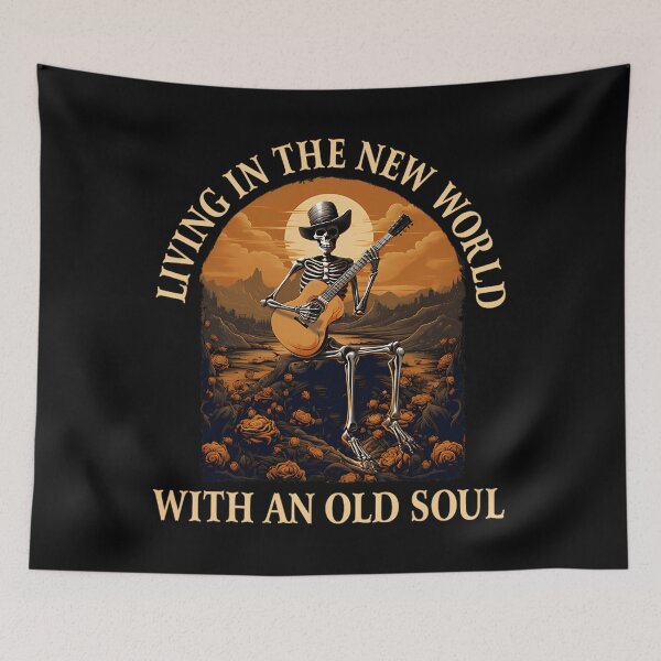 Item preview, Living In The New World With An Old Soul Skeleton Halloween 		 designed and sold by veidekolthio.