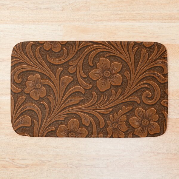 Item preview, Tooled Leather Floral Pattern – Western Rustic Cowboy Design designed and sold by PixelExpressStudio.