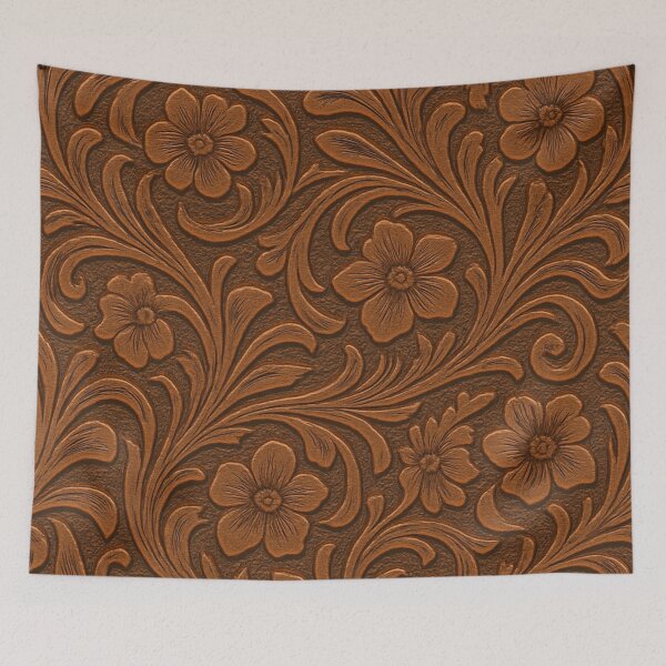 Item preview, Tooled Leather Floral Pattern – Western Rustic Cowboy Design designed and sold by PixelExpressStudio.
