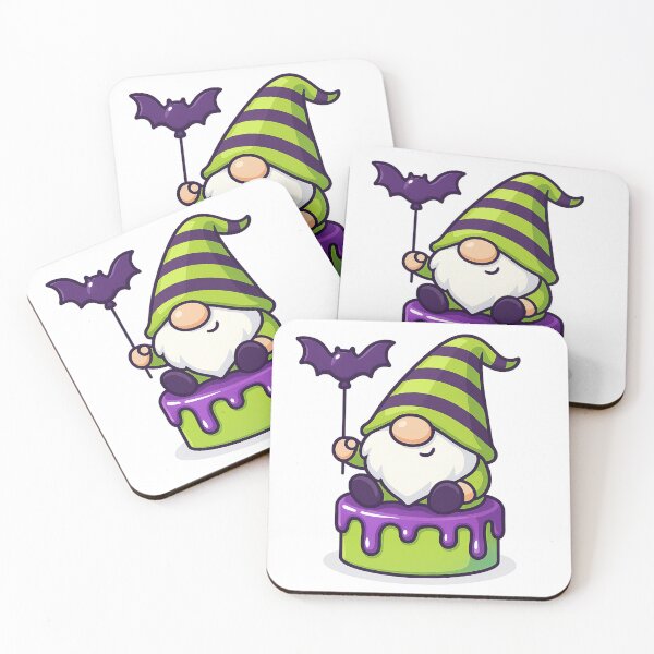 Item preview, Gnome with Bat-Shaped Balloon on Lime-Green Cake – Cute Halloween Dessert Tee designed and sold by PrintCreations9.