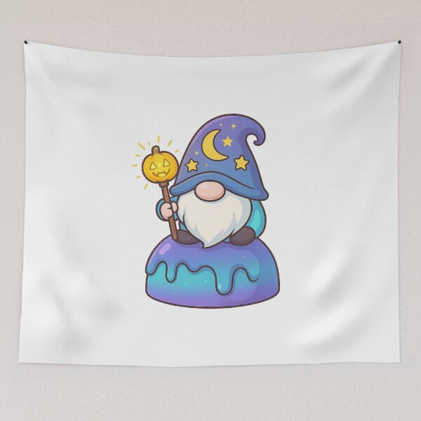 Item preview, Gnome with Glowing Pumpkin Scepter on Gradient Cake – Cute Halloween Dessert Tee designed and sold by PrintCreations9.