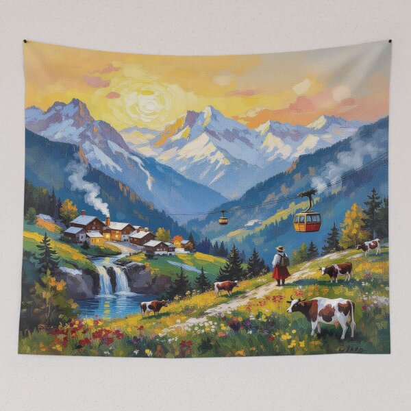 Item preview, Alpine Harmony – cows, cable cars & culture in a golden mountain dreamscape designed and sold by FotoworldEdel.