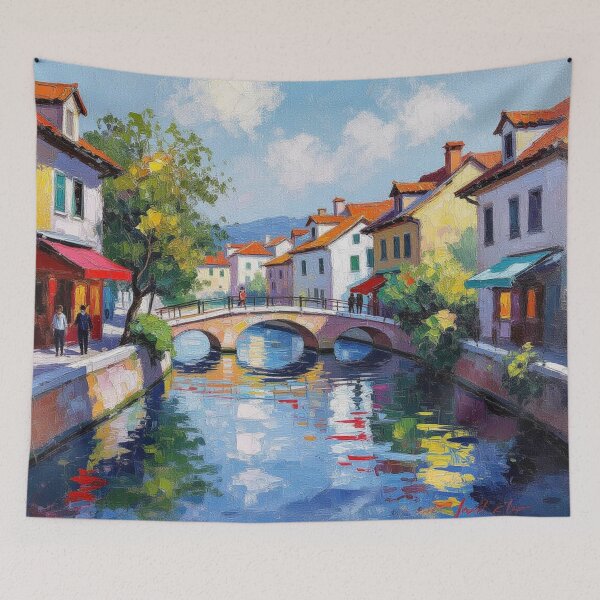 Item preview, River Village – happy little trees, blooming colors & peaceful skies designed and sold by FotoworldEdel.
