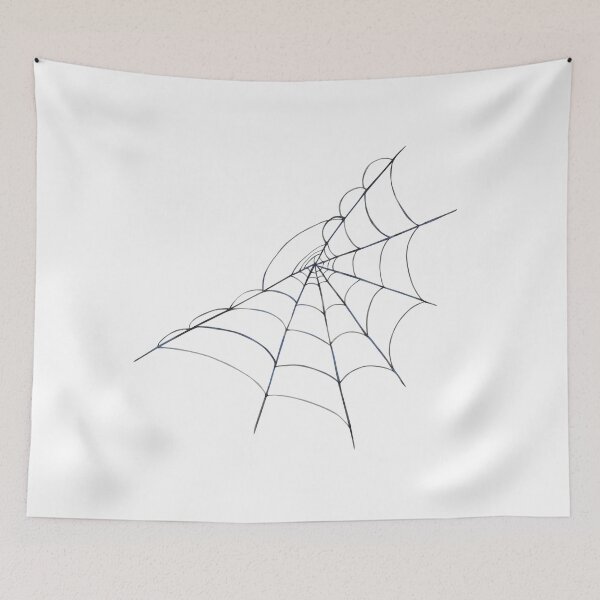 Item preview, Spider web with thin grey black threads forming a natural cobweb. Hand drawn watercolor illustration designed and sold by BartolArt.