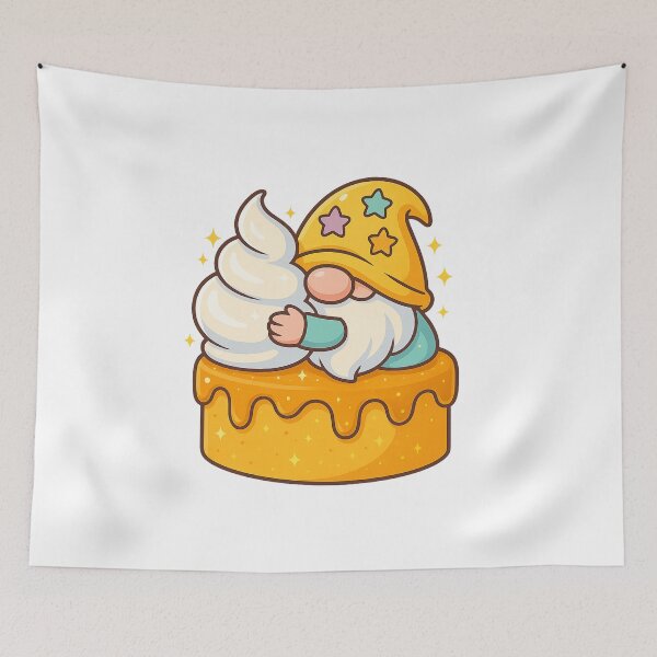 Item preview, Gnome Hugging Whipped-Cream Swirl on Butterscotch Cake – Cute Dessert Tee designed and sold by PrintCreations9.