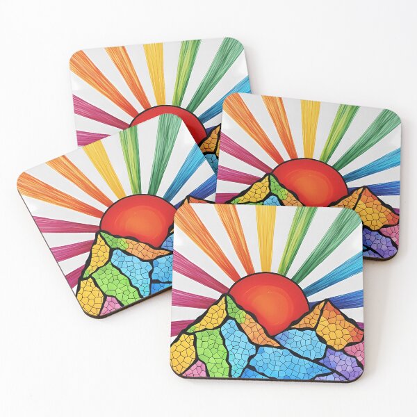 Item preview, Rainbow Mosaic Sunrise – Colorful Geometric Abstract Art designed and sold by DreamiCanvas.