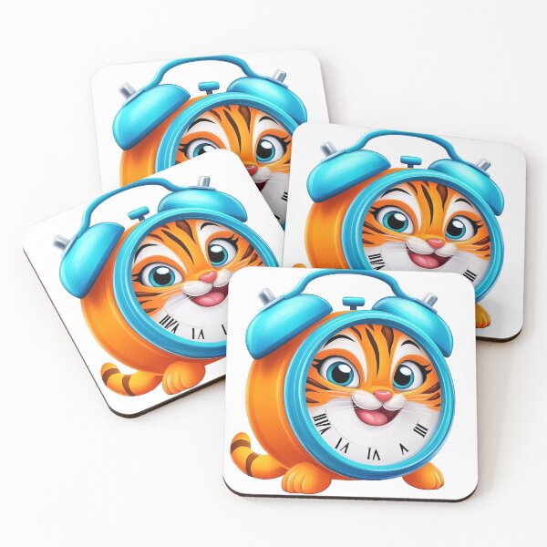 Item preview, Cute tiger cartoon alarm clock illustration with smiling animal face and colorful design isolated on transparent background designed and sold by MamaDong.