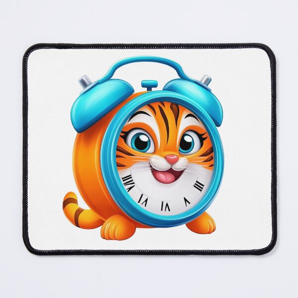 Item preview, Cute tiger cartoon alarm clock illustration with smiling animal face and colorful design isolated on transparent background designed and sold by MamaDong.