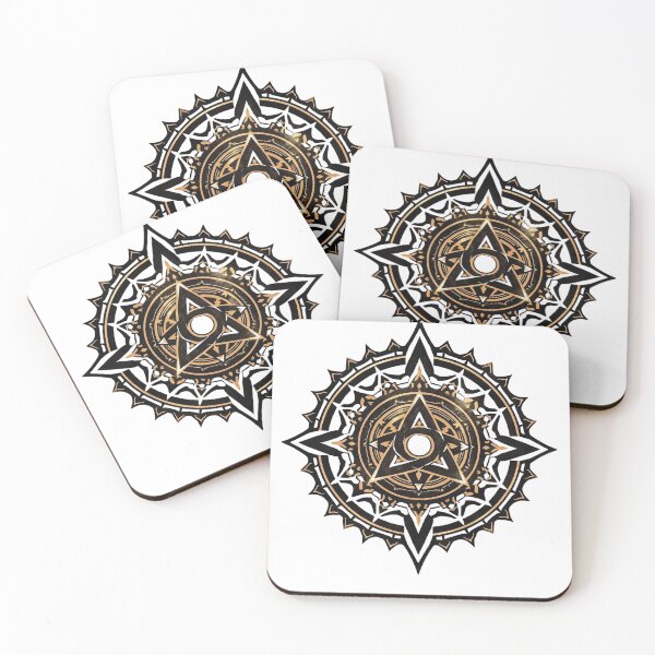Item preview, Sacred Trishul Mandala – Black & Gold Divine Geometry designed and sold by ArtivaNest.