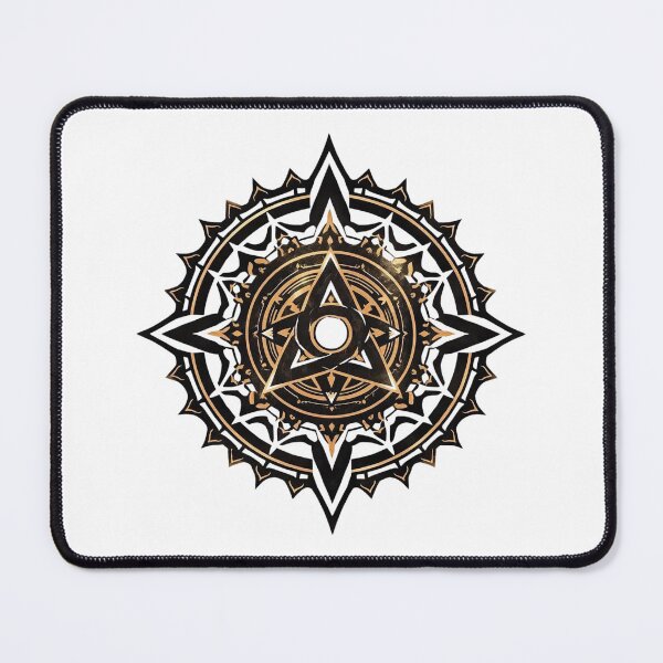 Item preview, Sacred Trishul Mandala – Black & Gold Divine Geometry designed and sold by ArtivaNest.