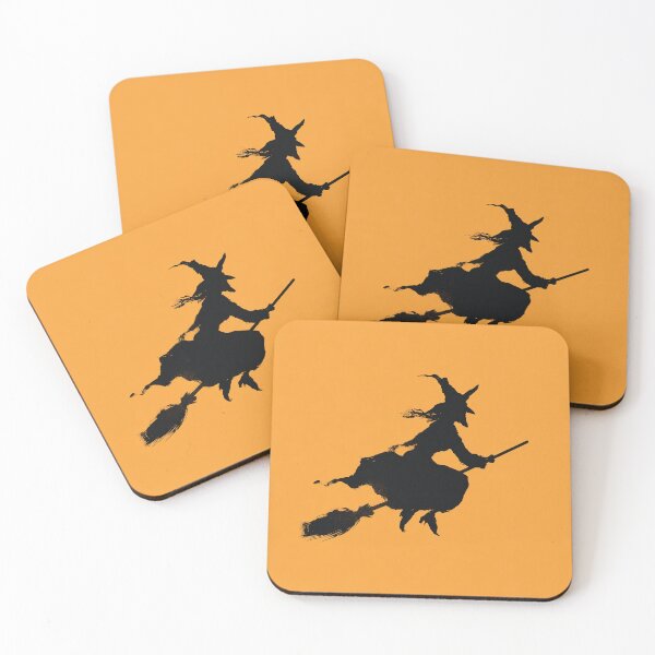 Item preview, Silueta de bruja voladora – Halloween en negro sobre naranja designed and sold by Print Monkey.