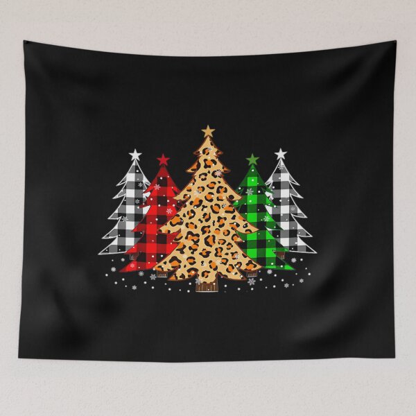 Item preview, Red Plaid Leopard Christmas Trees 	 		 designed and sold by pacahchitimi.