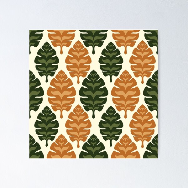 Item preview, Vintage leaf seamless fabric pattern with natural green and brown tropical ornamental botanical textile background design designed and sold by Jukclassic.