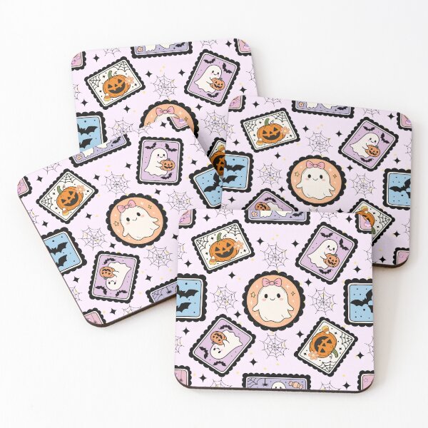 Item preview, Vintage Halloween Stamps Cute Ghosts Jack-o-Lanterns Bats and Spiderwebs designed and sold by RowanDraco.