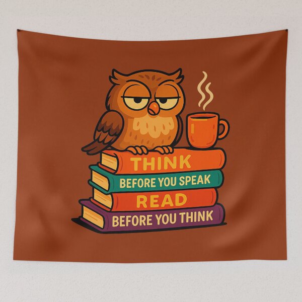 Item preview, Wise Owl with Books – Think and Read designed and sold by agearb.