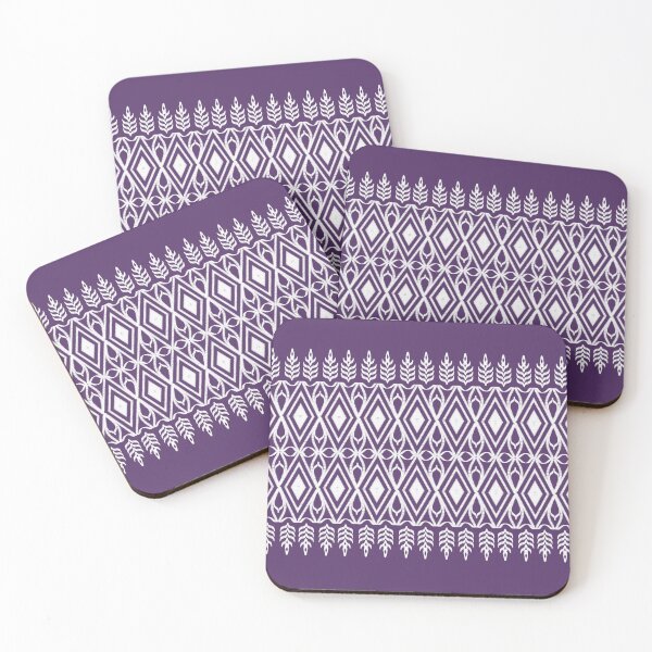 Item preview, Design of silk fabric pattern with white and purple folk lines designed and sold by Toyney.