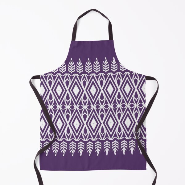 Item preview, Design of silk fabric pattern with white and purple folk lines designed and sold by Toyney.