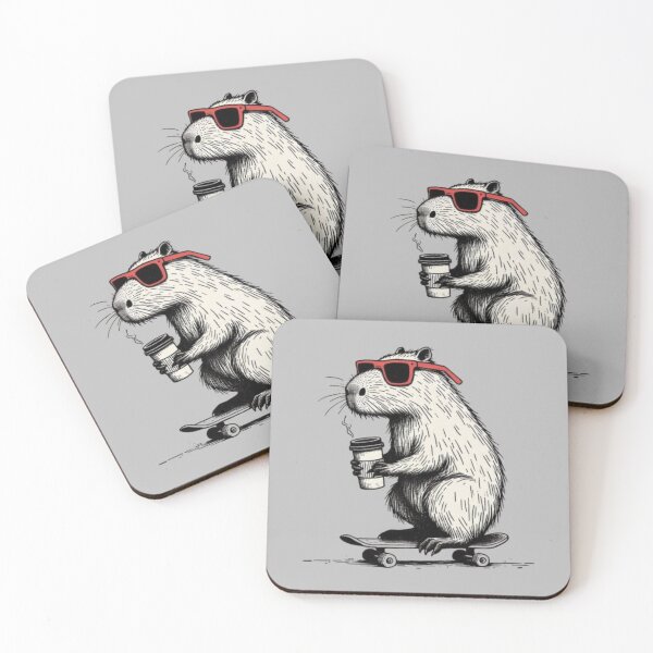 Item preview, Chill Capybara Skateboarder with Coffee | Capybara Don't Worry Be Cappy designed and sold by DESIGN DIMENSION .