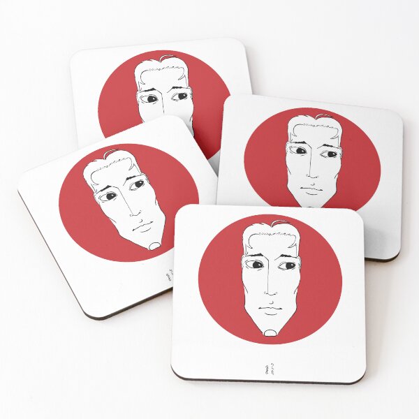 Item preview, Copie de Portrait Rouge 9 (disk), tête, noir, blanc, side eye, suspicious, designed and sold by EBFCDesigns.