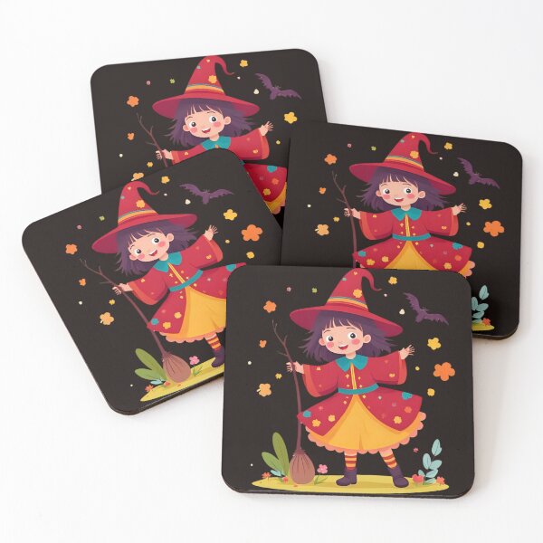 Item preview, "Autumn Witch with Broom and Bat" designed and sold by nighttime1990.