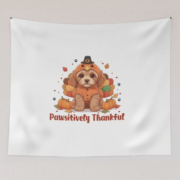 Item preview, Pawsitively Thankful Cavoodle Thanksgiving Cute Fall  designed and sold by The Real Life Symphony.